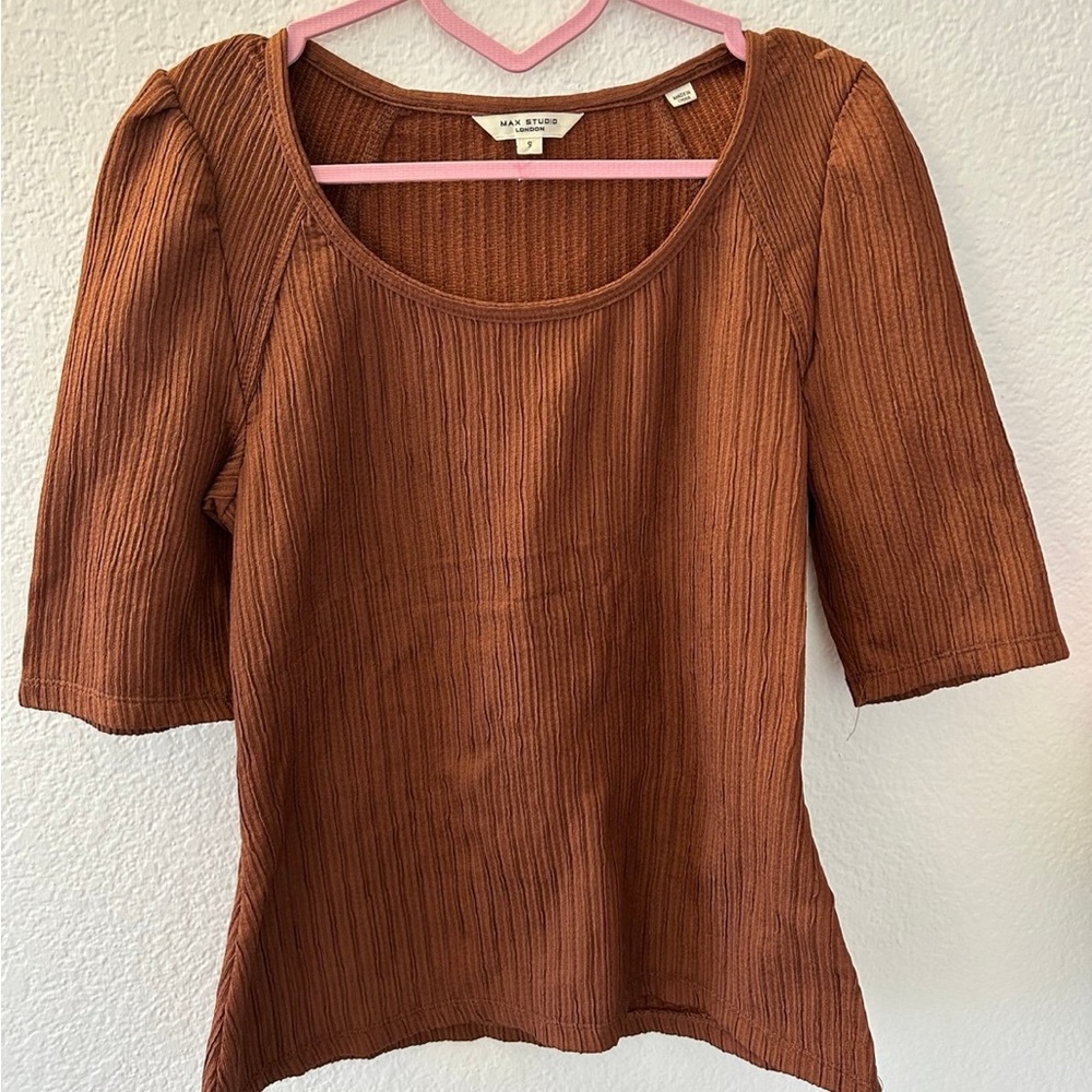Max Studio Women's Tan Ribbed Blouse